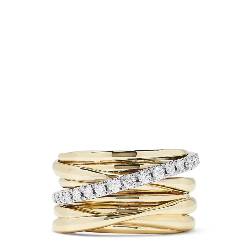 D'Oro 14K Yellow and White Gold Diamond Crossover Ring, 0.39 TCW sold by Effy