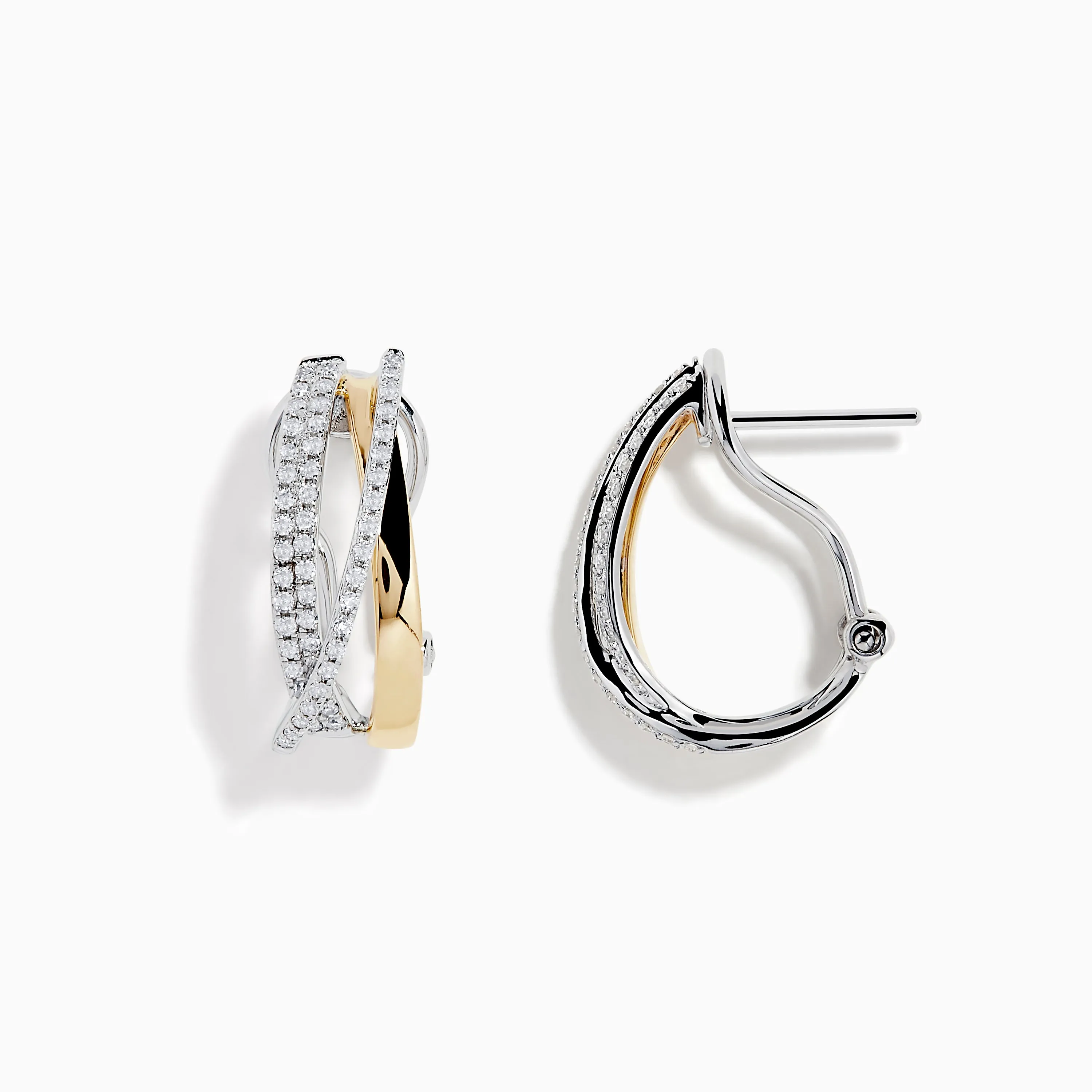 Duo 14K Two Tone Gold 5/8" French Clip Diamond Earrings, 0.49 TCW sold by Effy product image thumbnail 2