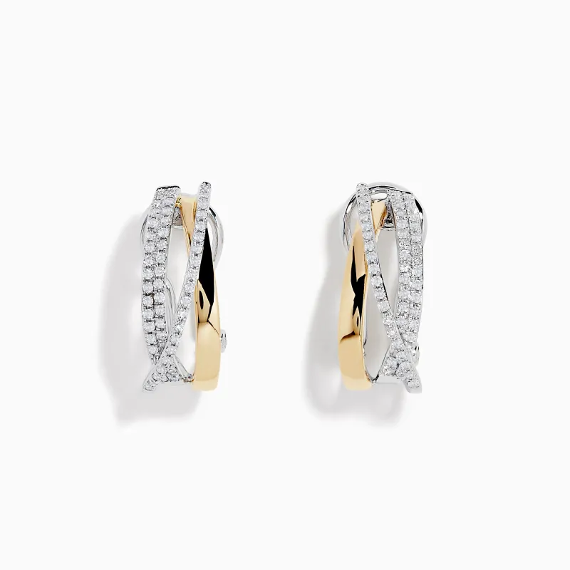 Duo 14K Two Tone Gold 5/8" French Clip Diamond Earrings, 0.49 TCW sold by Effy