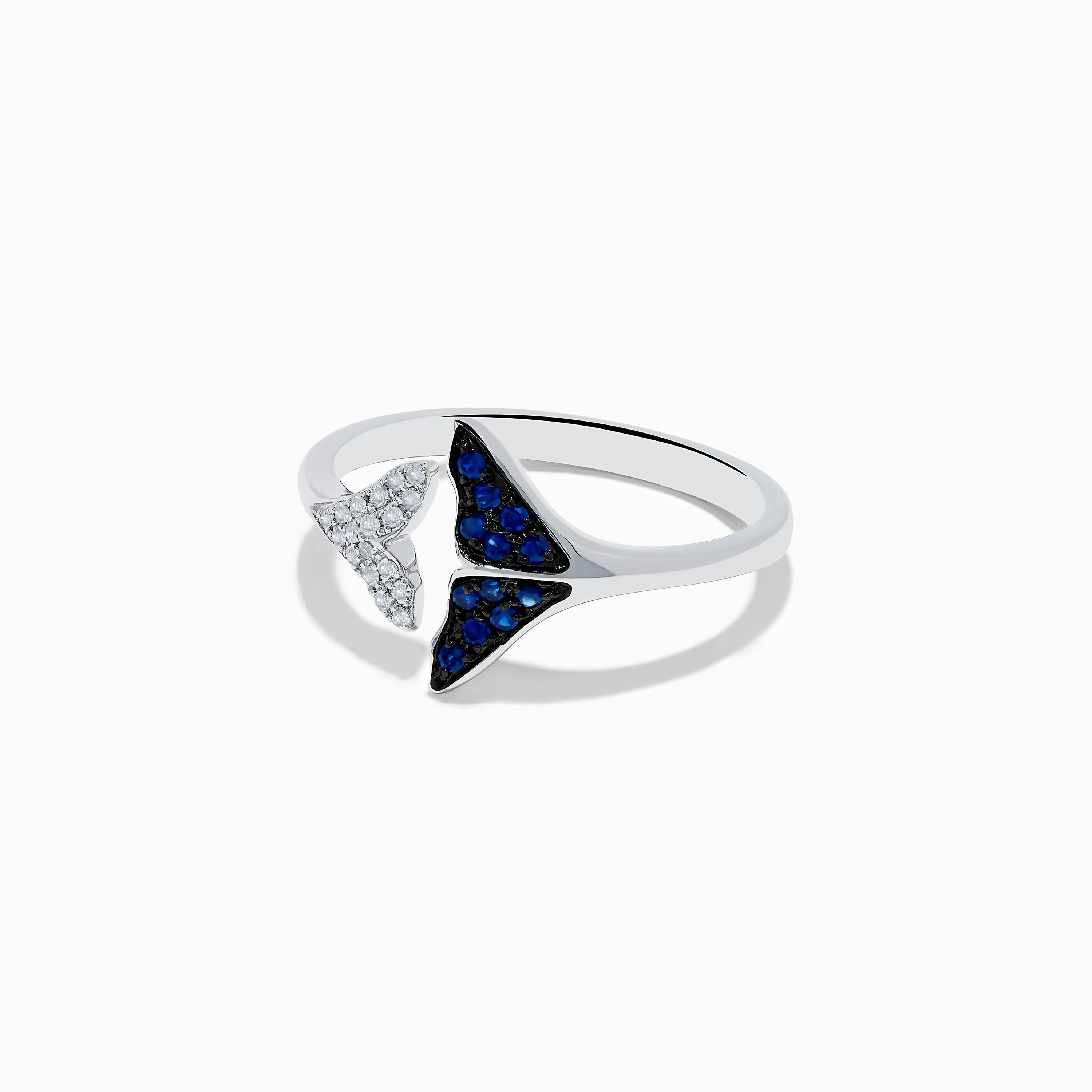 Seaside 14K White Gold Sapphire and Diamond Whale Tails Ring, 0.18 TCW sold by Effy product image thumbnail 2