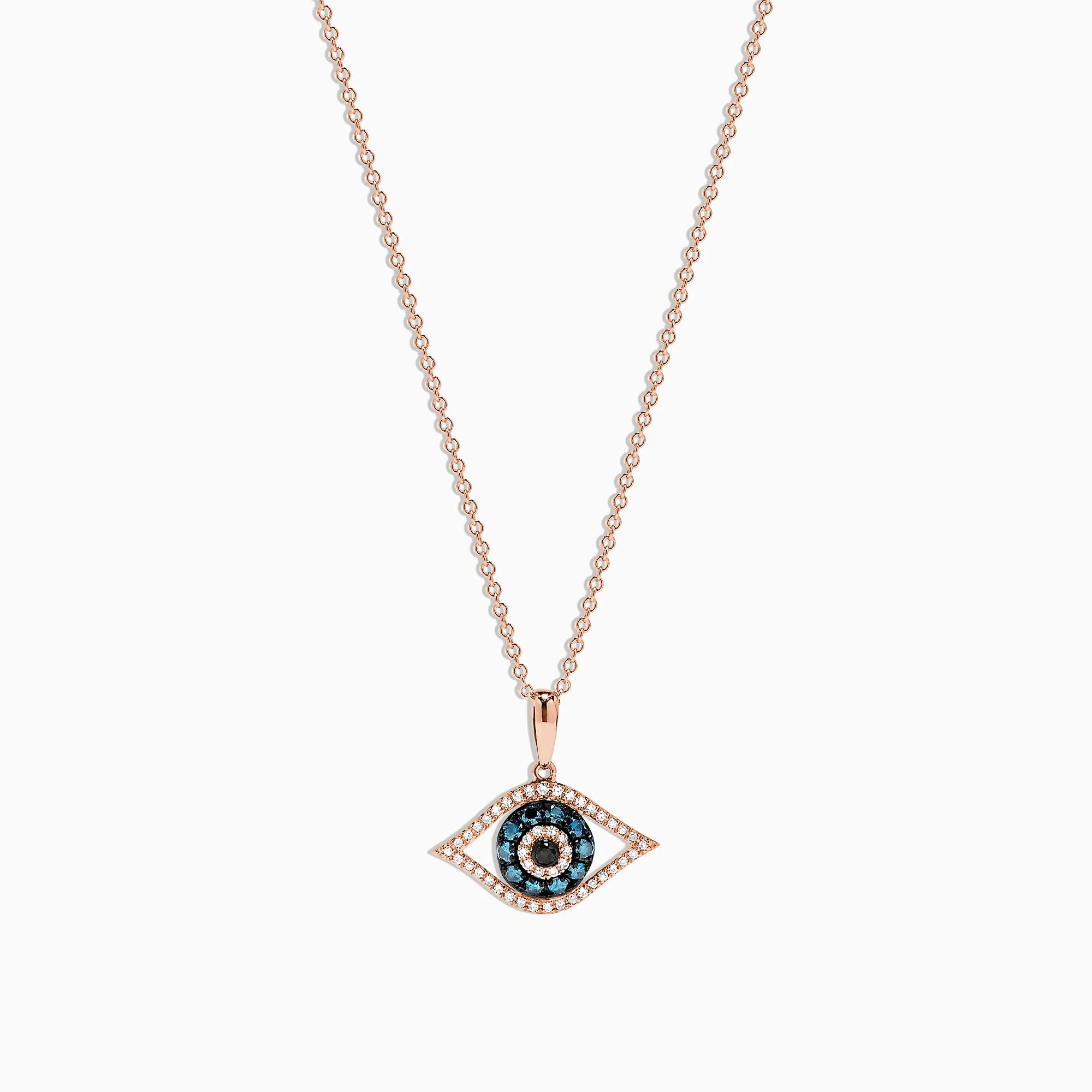14K Rose Gold Blue, White and Black Diamond Evil Eye Pendant, 0.34 TCW sold by Effy