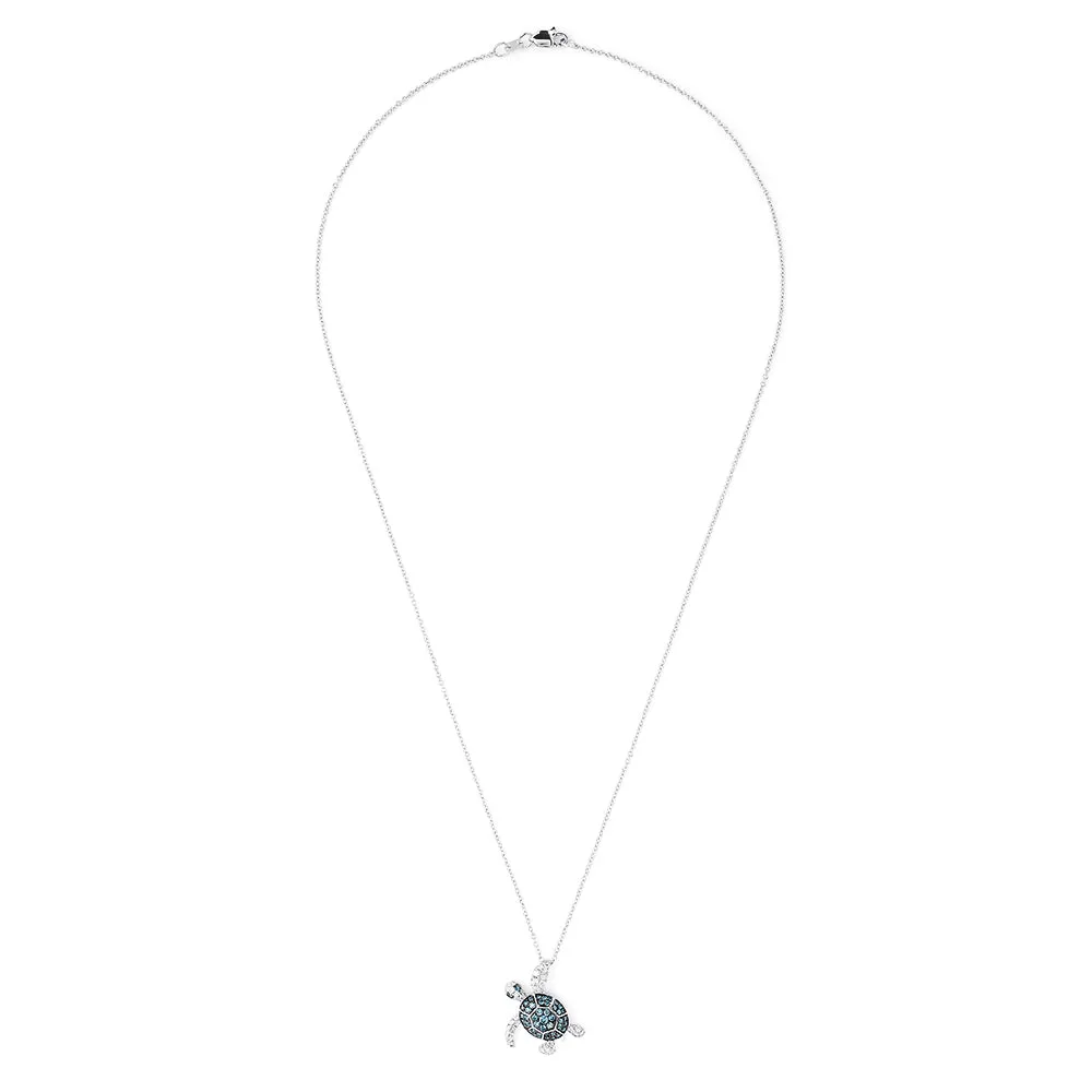 Novelty 14K Gold Blue & White Diamond Turtle Pendant, 0.70 TCW sold by Effy product image thumbnail 3
