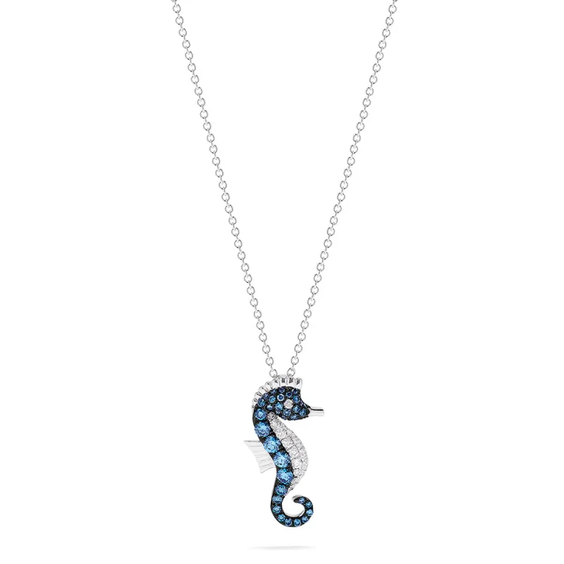 Novelty 14K Gold Blue & White Diamond Seahorse Pendant, 0.62 TCW sold by Effy