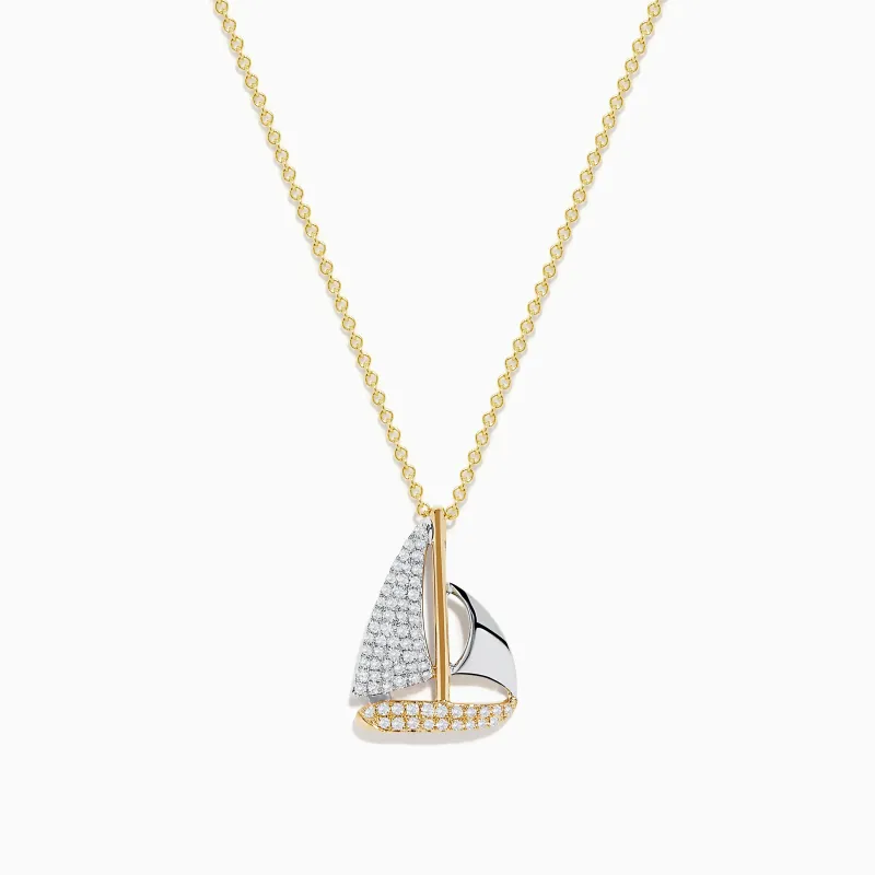 Novelty 14K Two Tone Gold Diamond Sailboat Pendant, 0.27 TCW sold by Effy