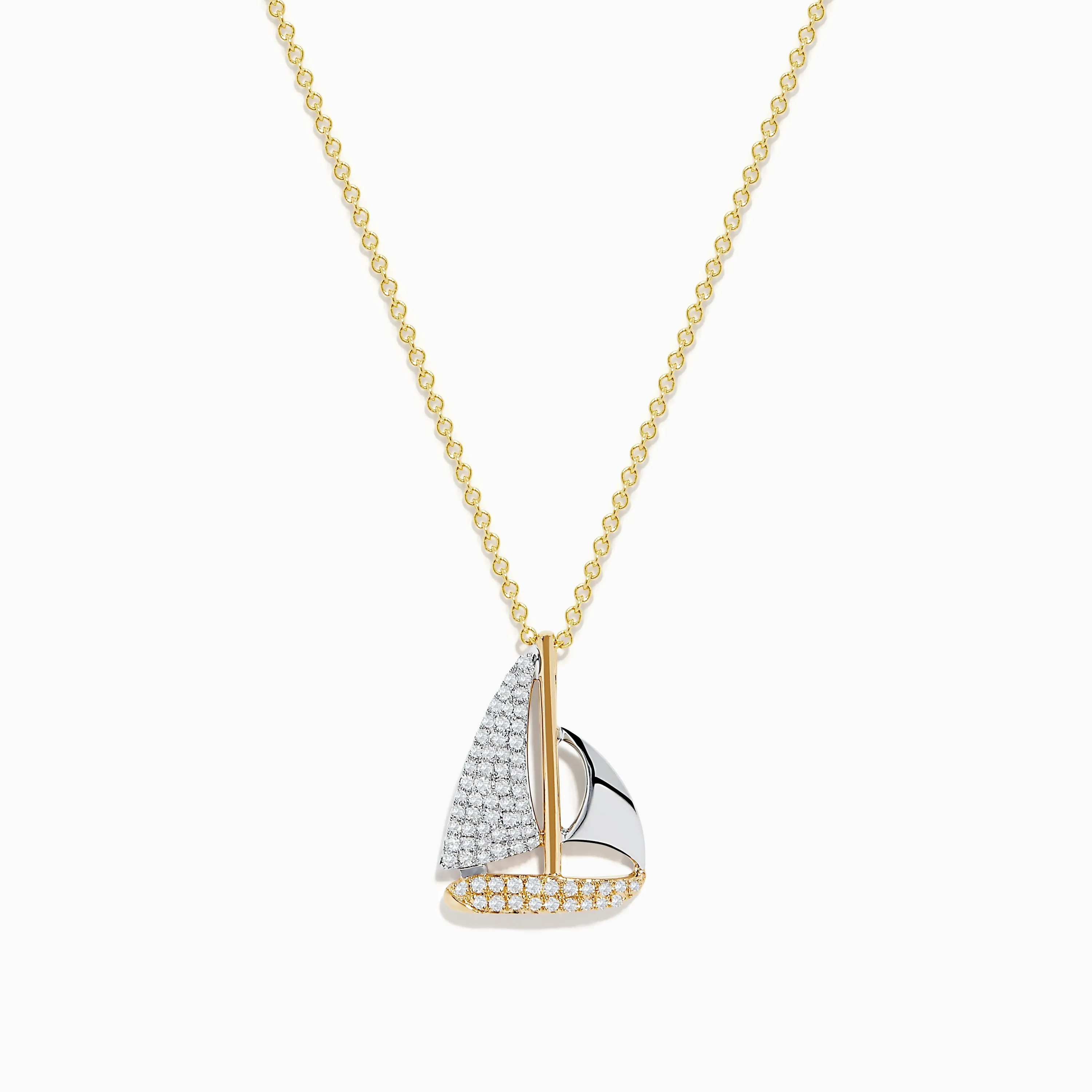 Novelty 14K Two Tone Gold Diamond Sailboat Pendant, 0.27 TCW sold by Effy