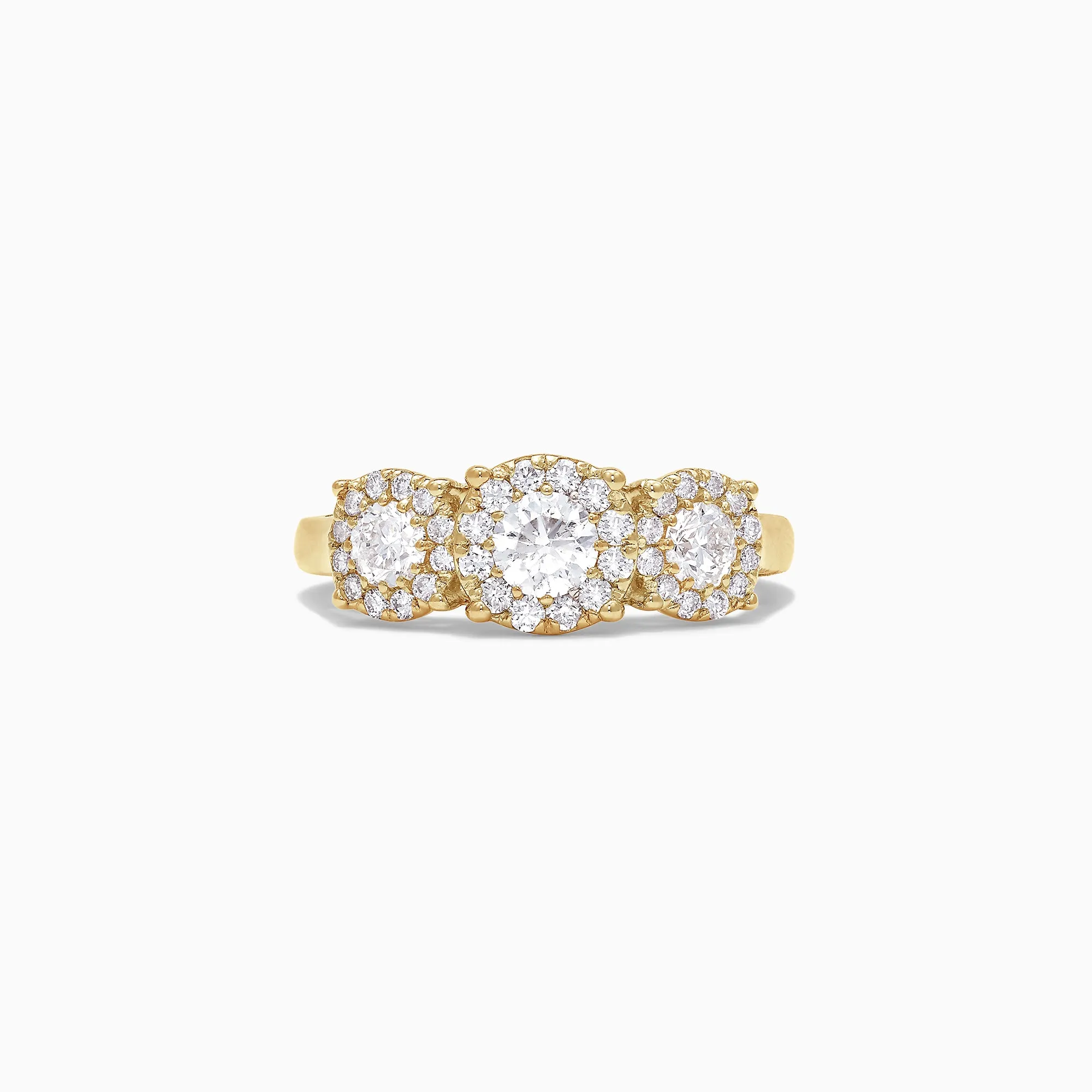Bouquet 14K Yellow Gold Three-Stone Diamond Halo Ring, 1.01 TCW sold by Effy