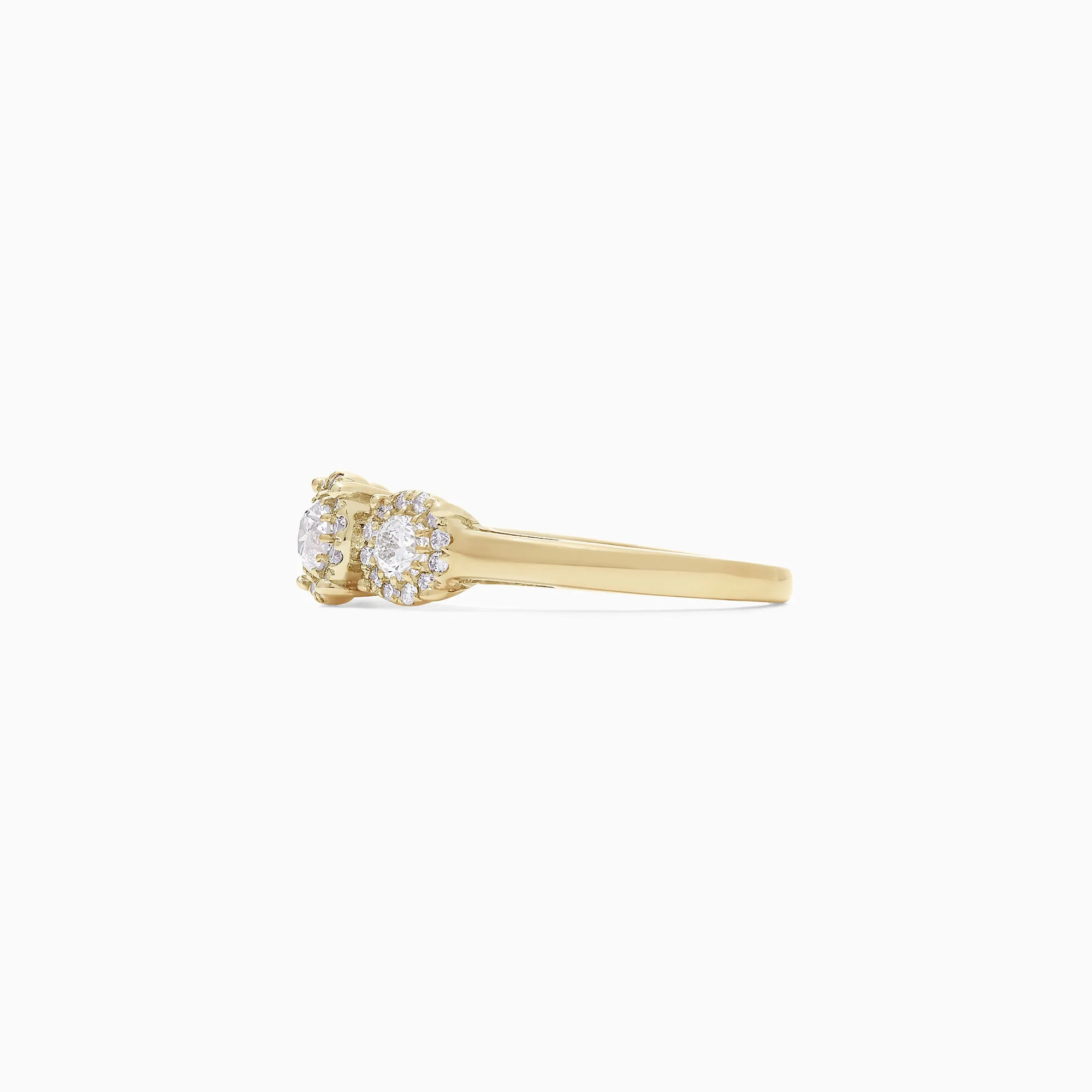Bouquet 14K Yellow Gold Three-Stone Diamond Halo Ring, 1.01 TCW sold by Effy product image thumbnail 3