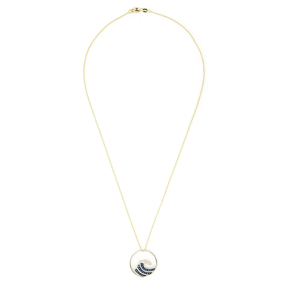 Seaside 14K Yellow Gold Blue & White Diamond Wave Pendant, 0.53 TCW sold by Effy product image thumbnail 2