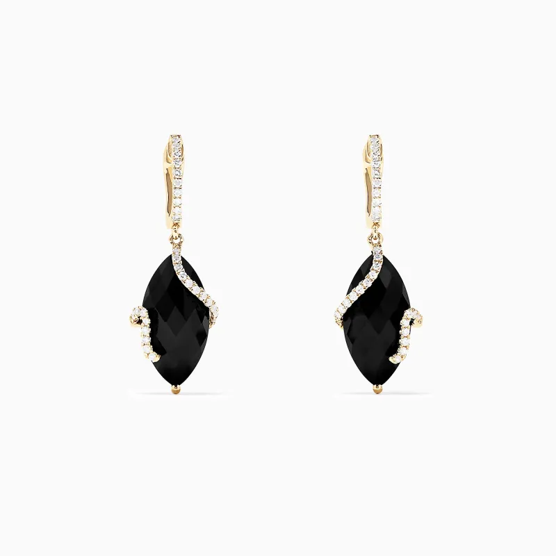 Eclipse 14K Yellow Gold Onyx and Diamond Drop Earrings, 13.18 TCW sold by Effy