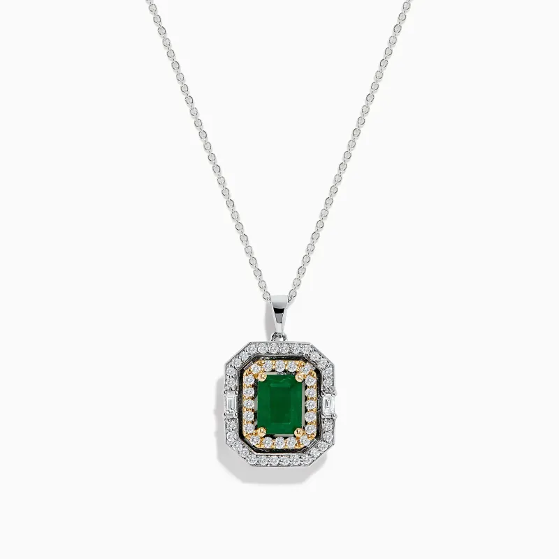 Brasilica 14K Two Tone Gold Emerald and Diamond Pendant, 2.09 TCW sold by Effy
