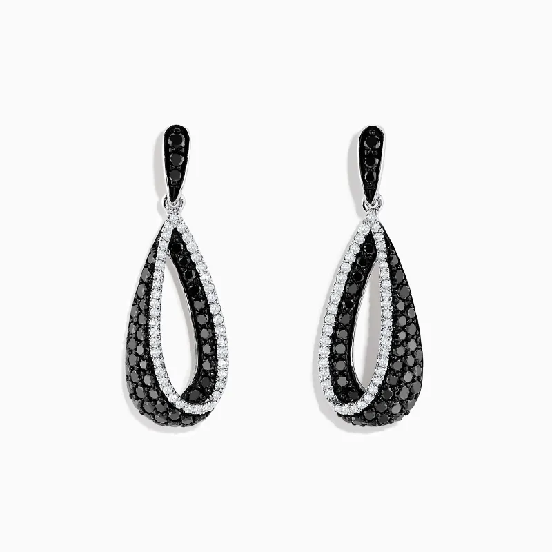 14K White Gold Black and White Diamond Earrings, 1.30 TCW sold by Effy