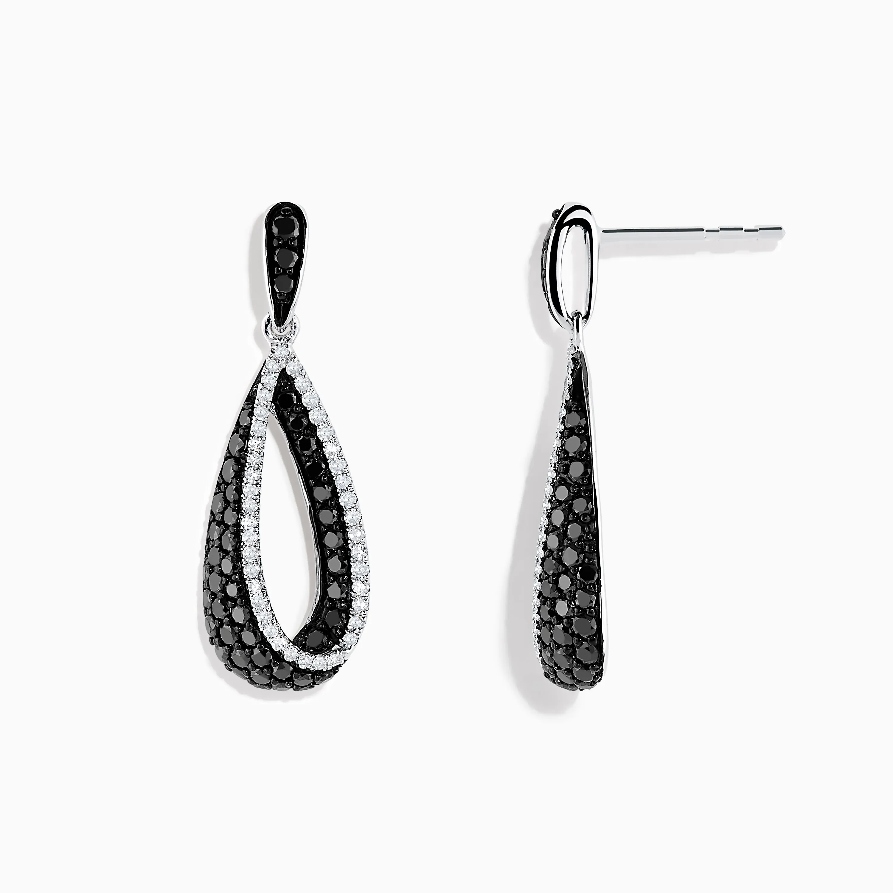 14K White Gold Black and White Diamond Earrings, 1.30 TCW sold by Effy product image thumbnail 2