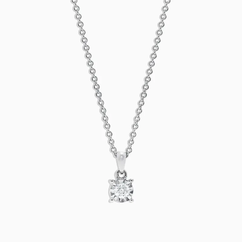Pave Classica 14K White Gold Diamond Solitaire Pendant, 0.15 TCW sold by Effy