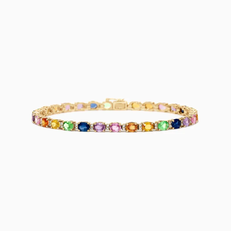 Watercolors 14K Gold Multi Sapphire and Diamond Bracelet, 8.96 TCW sold by Effy