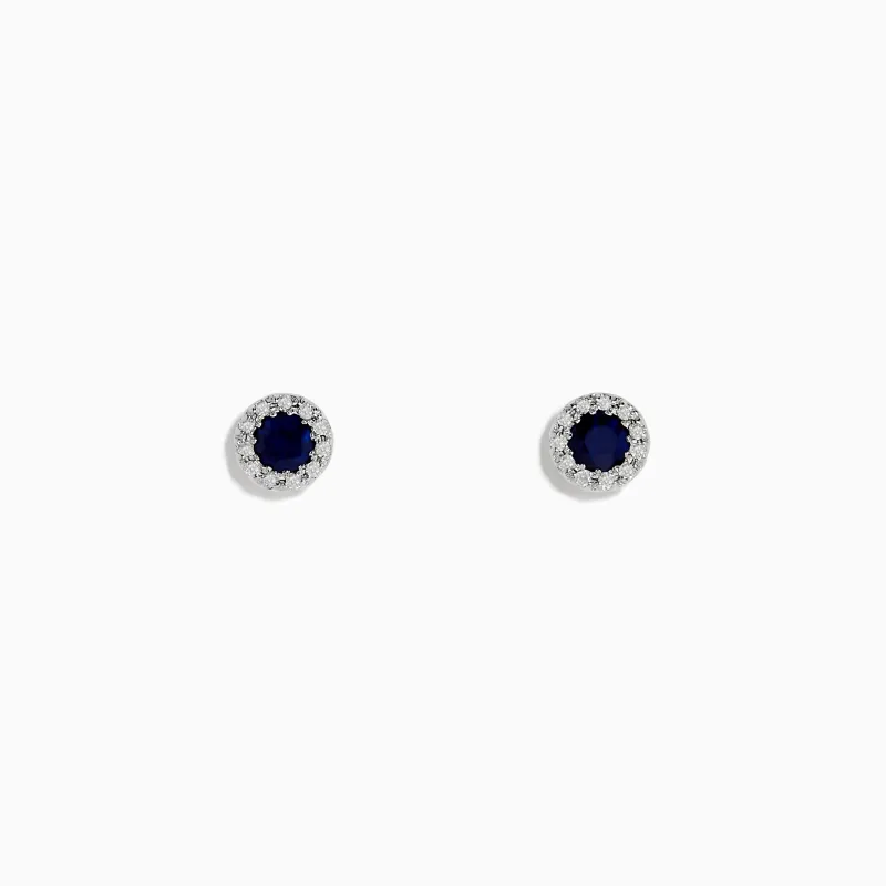 Royale Bleu 14K White Gold Sapphire & Diamond Stud Earrings, 0.47 TCW sold by Effy