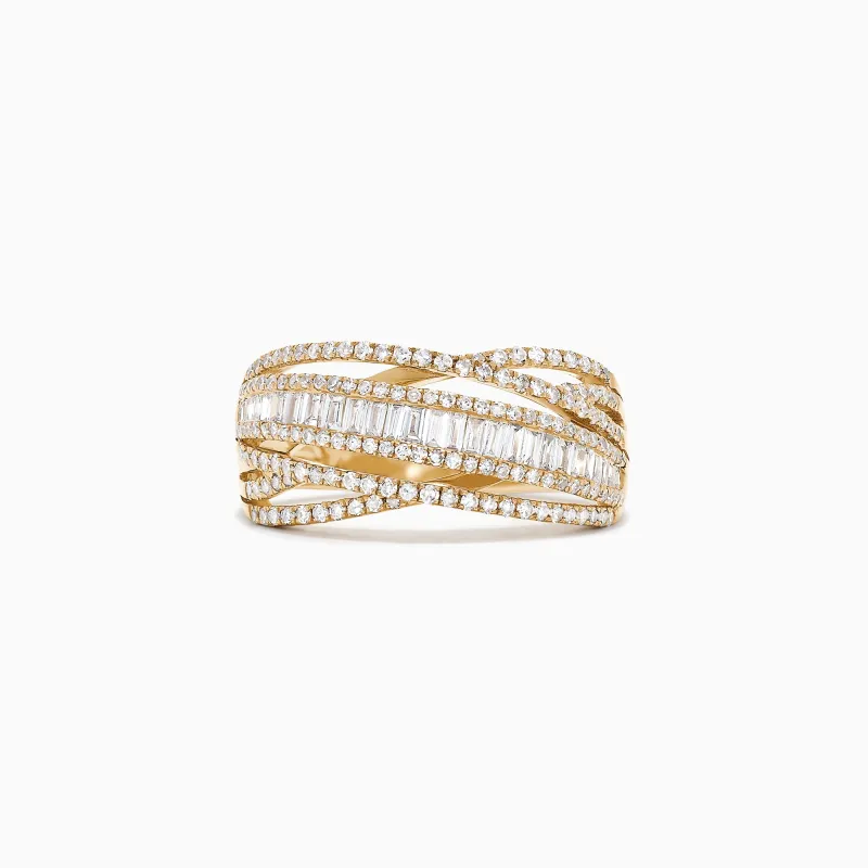D'Oro 14K Yellow Gold Diamond Crossover Ring, 0.98 TCW sold by Effy