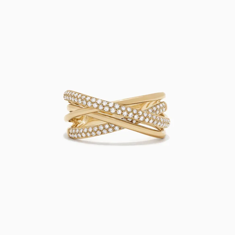 D'Oro 14K Yellow Gold Diamond Crossover Ring, 0.40 TCW sold by Effy