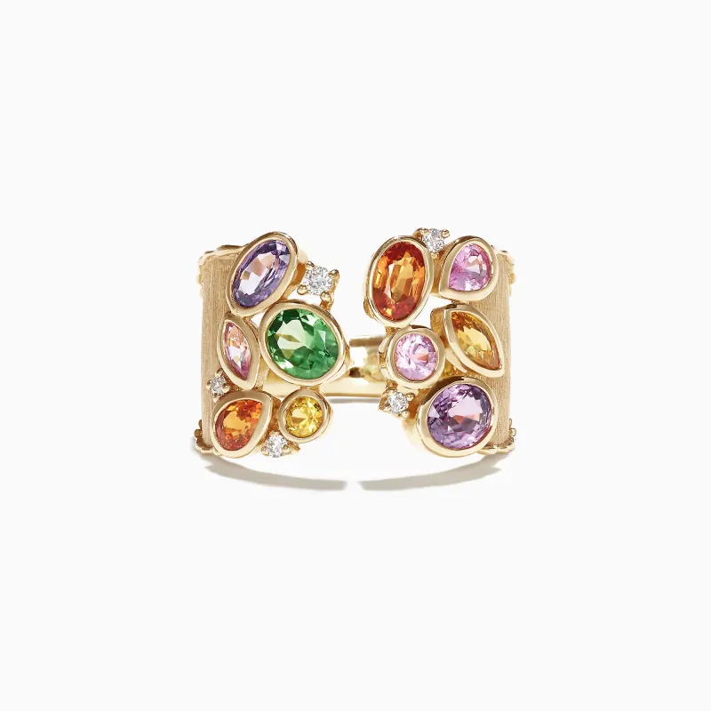 Watercolors 14K Yellow Gold Multi Sapphire and Diamond Ring, 2.46 TCW sold by Effy