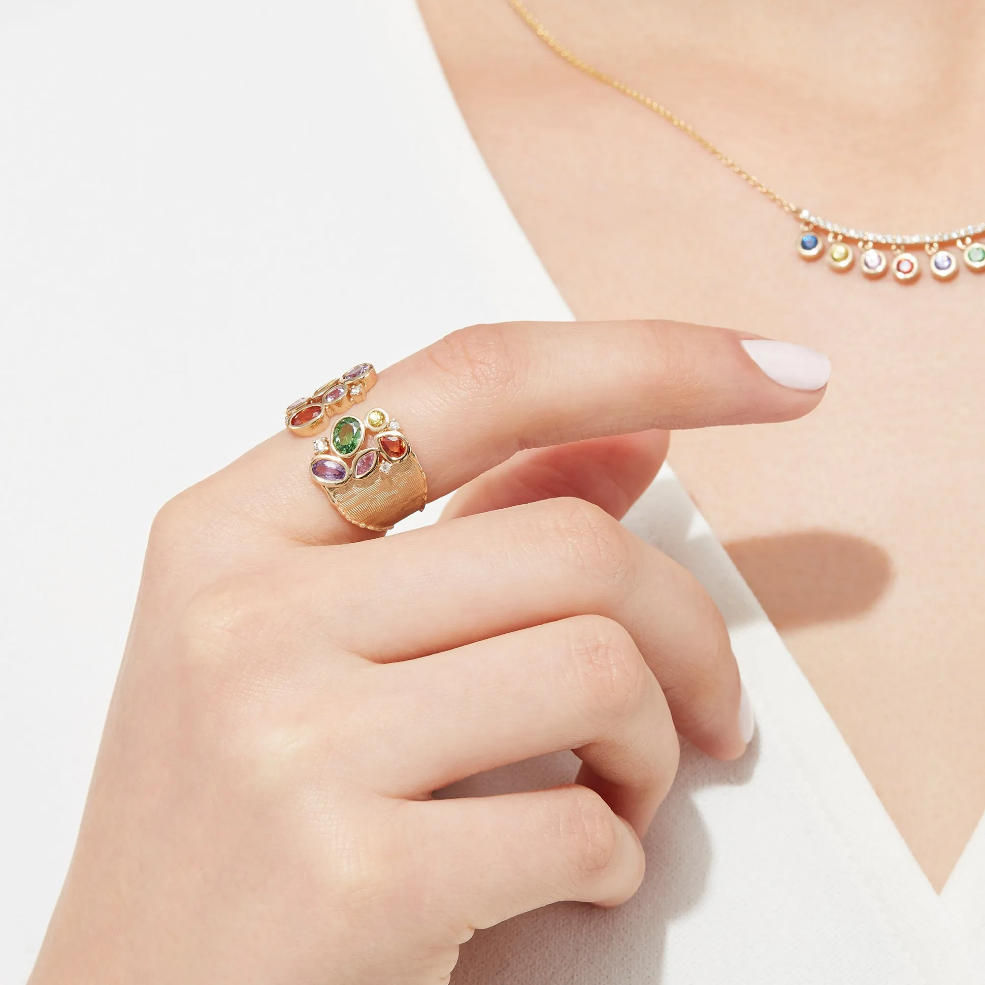 Watercolors 14K Yellow Gold Multi Sapphire and Diamond Ring, 2.46 TCW sold by Effy product image thumbnail 2