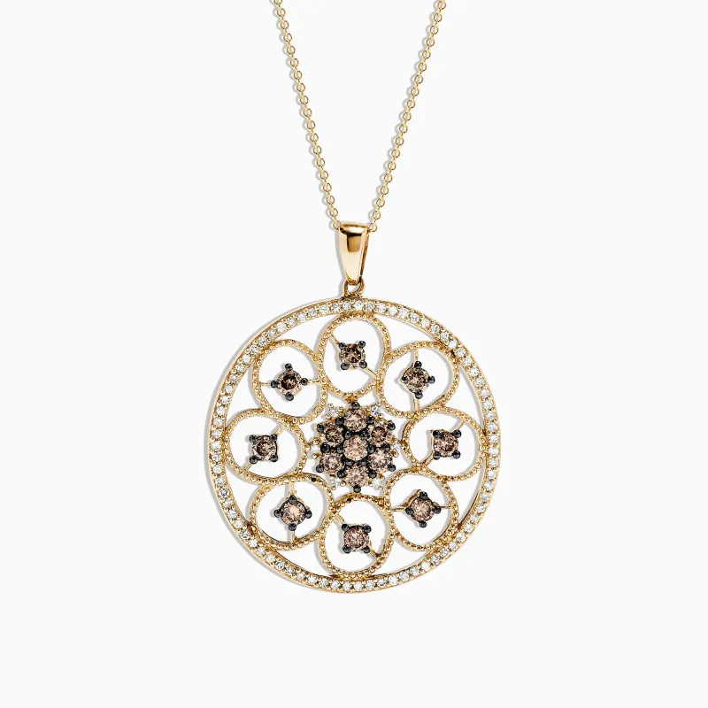 14K Yellow Gold Espresso and White Diamond Pendant, 1.43 TCW sold by Effy