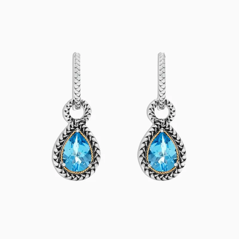925 Sterling Silver & 18K Yellow Gold Blue Topaz Earrings, 4.56 TCW sold by Effy