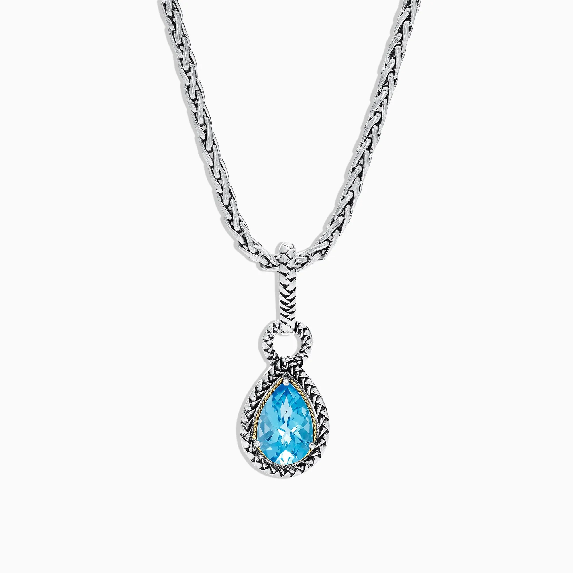 925 Sterling Silver & 18K Yellow Gold Blue Topaz Pendant, 3.14 TCW sold by Effy