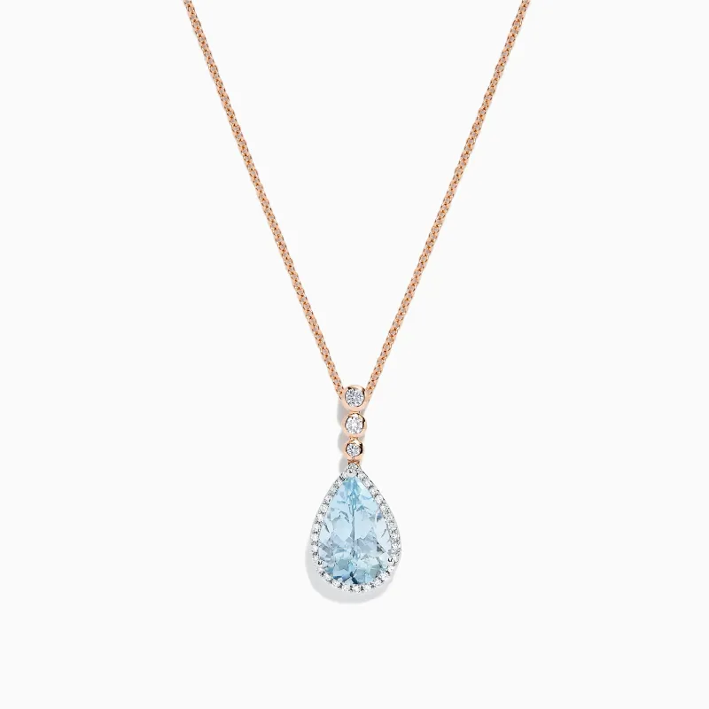 Aquarius 14K Two Tone Gold Aquamarine & Diamond Pendant, 2.68 TCW sold by Effy