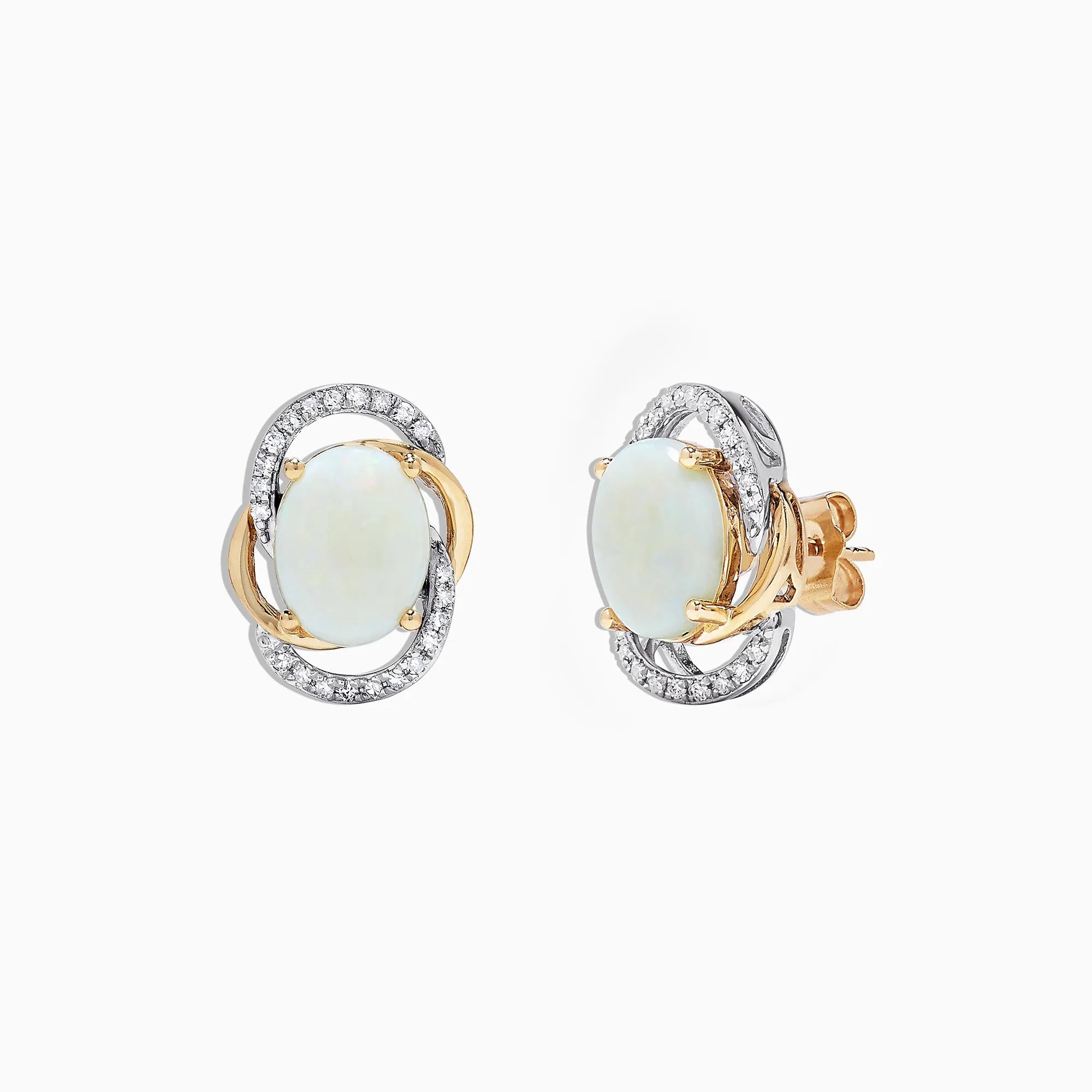 Aurora 14K Two Tone Gold Opal and Diamond Stud Earrings, 2.06 TCW sold by Effy product image thumbnail 2