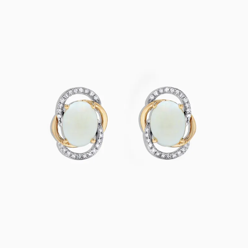 Aurora 14K Two Tone Gold Opal and Diamond Stud Earrings, 2.06 TCW sold by Effy