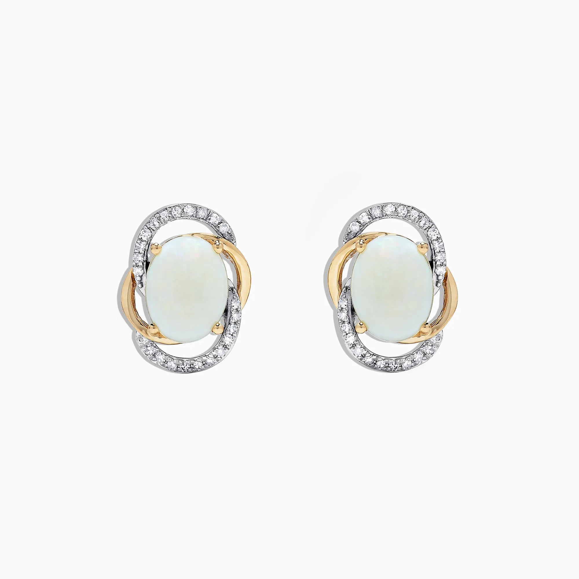 Aurora 14K Two Tone Gold Opal and Diamond Stud Earrings, 2.06 TCW sold by Effy