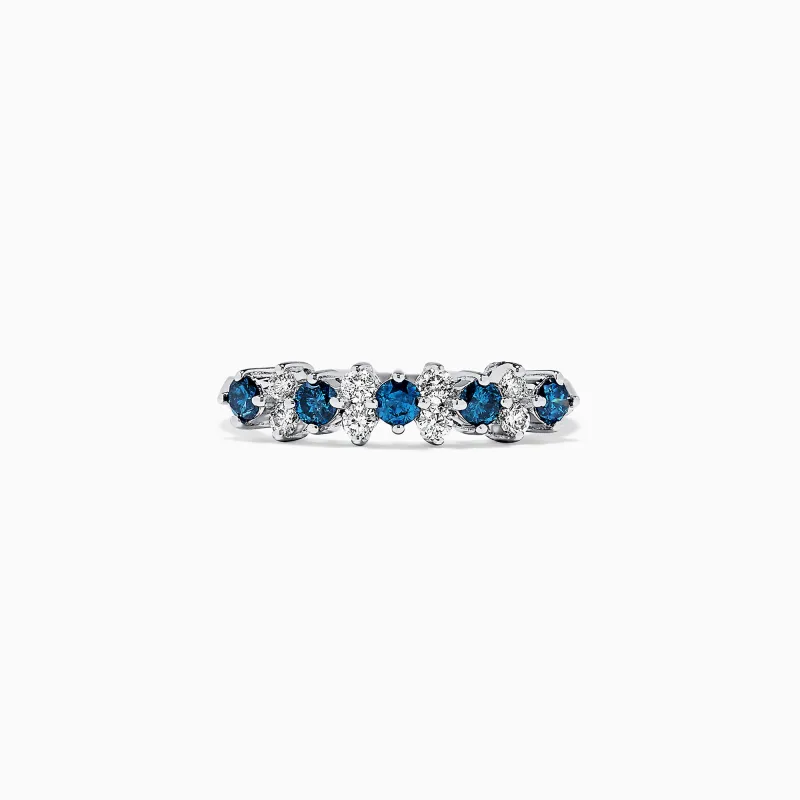 Bella Bleu 14K White Gold Blue and White Diamond Ring, 0.58 TCW sold by Effy