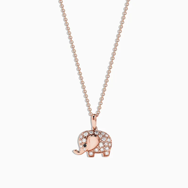 Safari 14K Rose Gold Diamond Elephant Pendant, 0.21 TCW sold by Effy