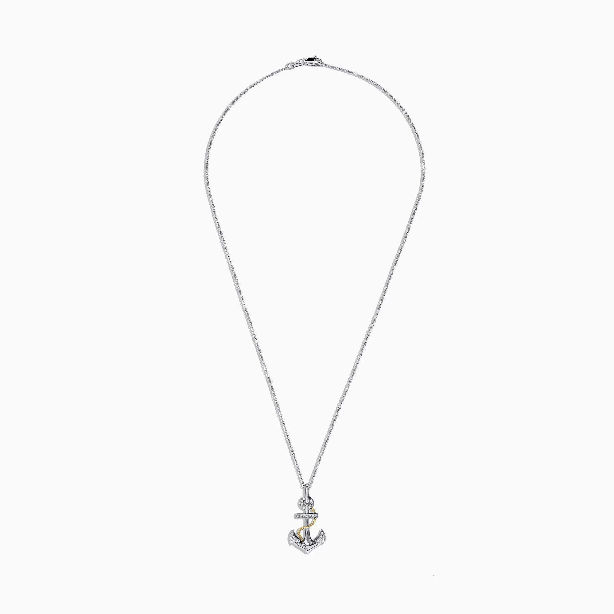 Seaside 14K Two Tone Gold Diamond Anchor Pendant, 0.18 TCW sold by Effy product image thumbnail 2
