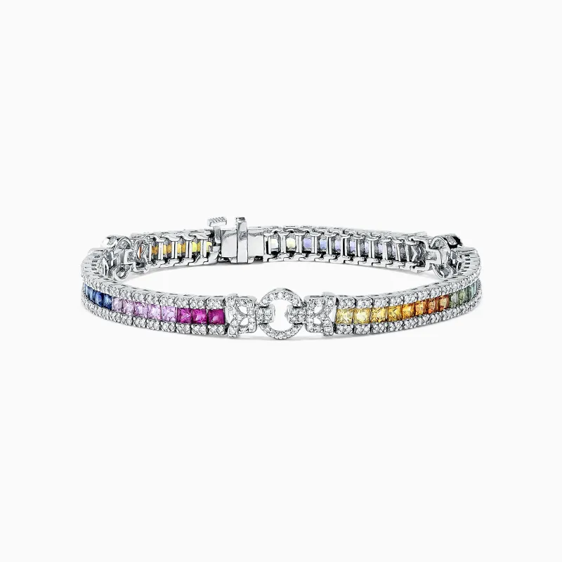 Watercolors 14K White Gold Multi Sapphire & Diamond Bracelet sold by Effy