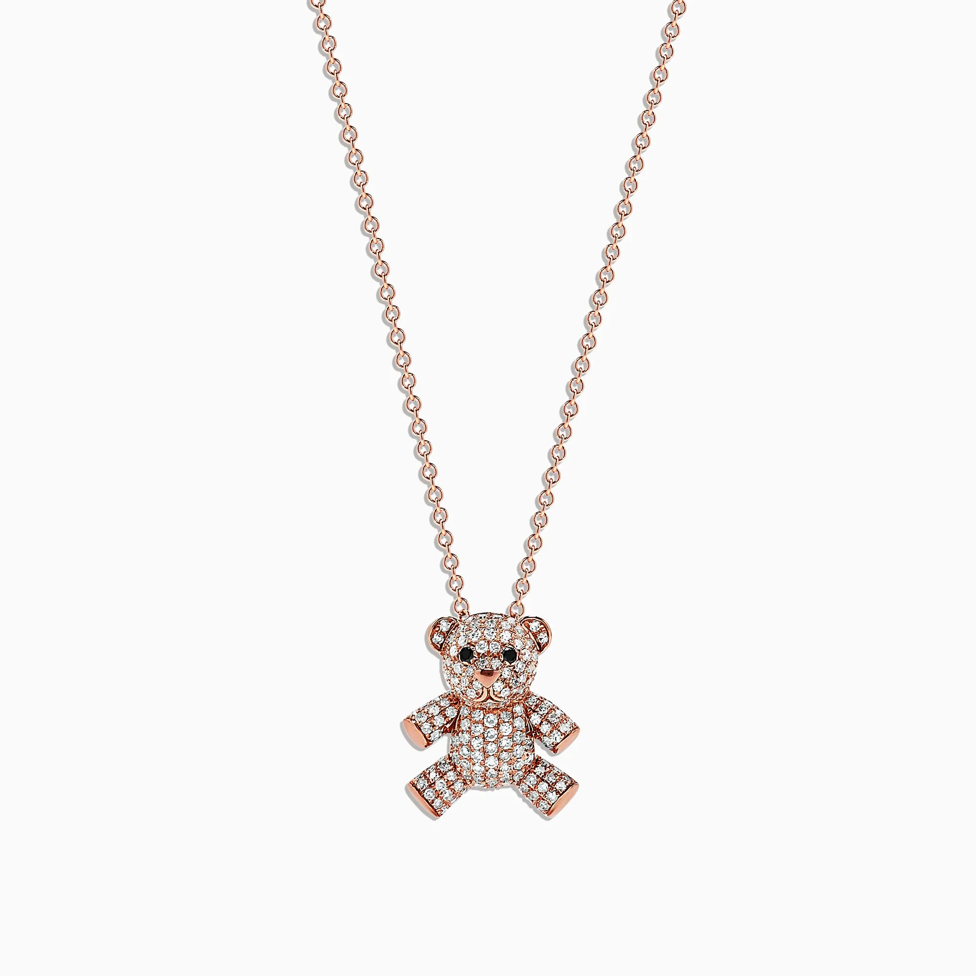 Novelty 14K Rose Gold Diamond Teddy Bear Pendant, 0.51 TCW sold by Effy