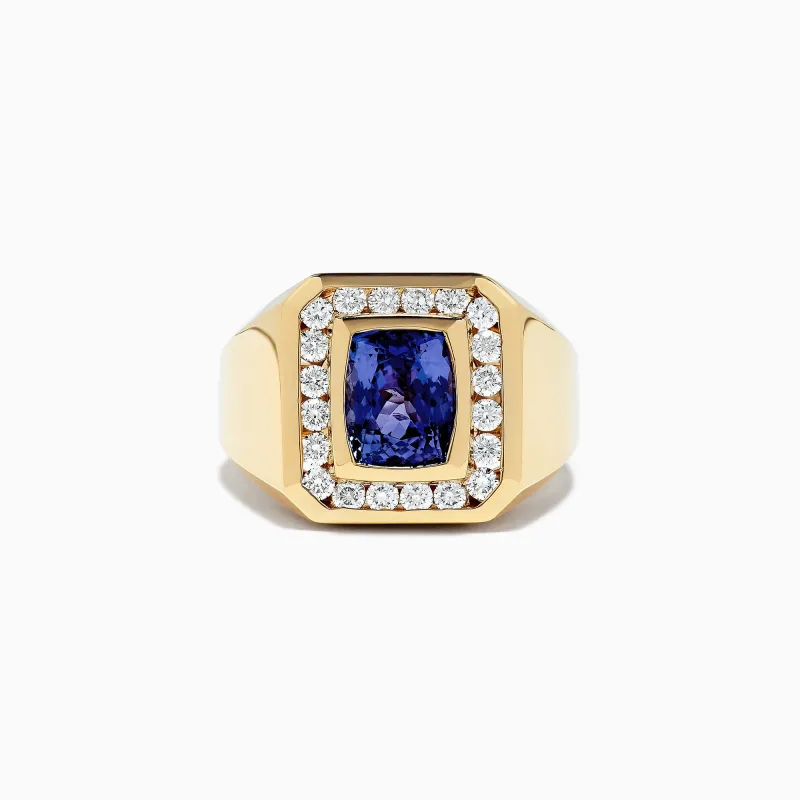 Men's 14K Yellow Gold Tanzanite and Diamond Ring, 4.20 TCW sold by Effy