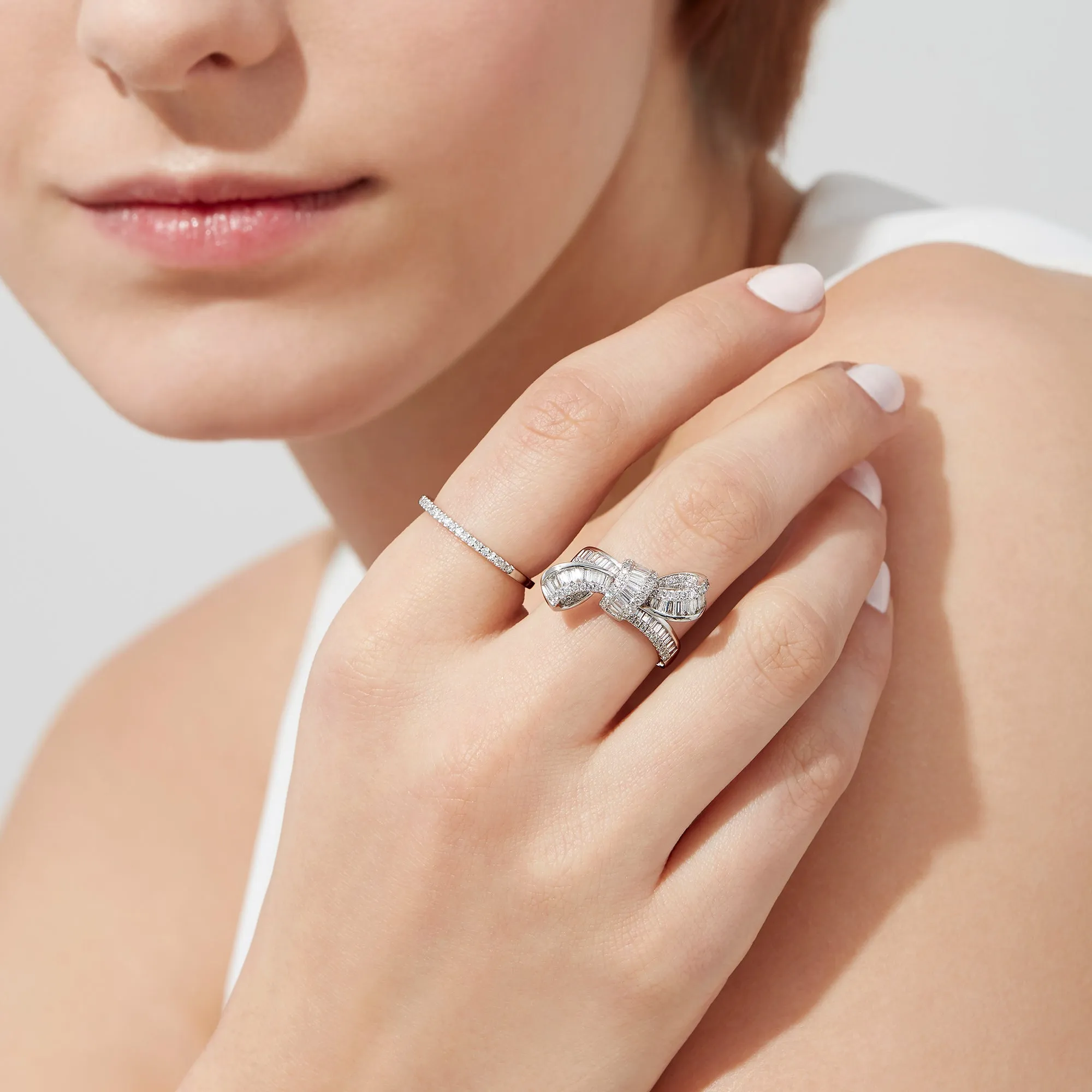 Classique 14K White Gold Diamond Bow Ring, 1.08 TCW sold by Effy product image thumbnail 2