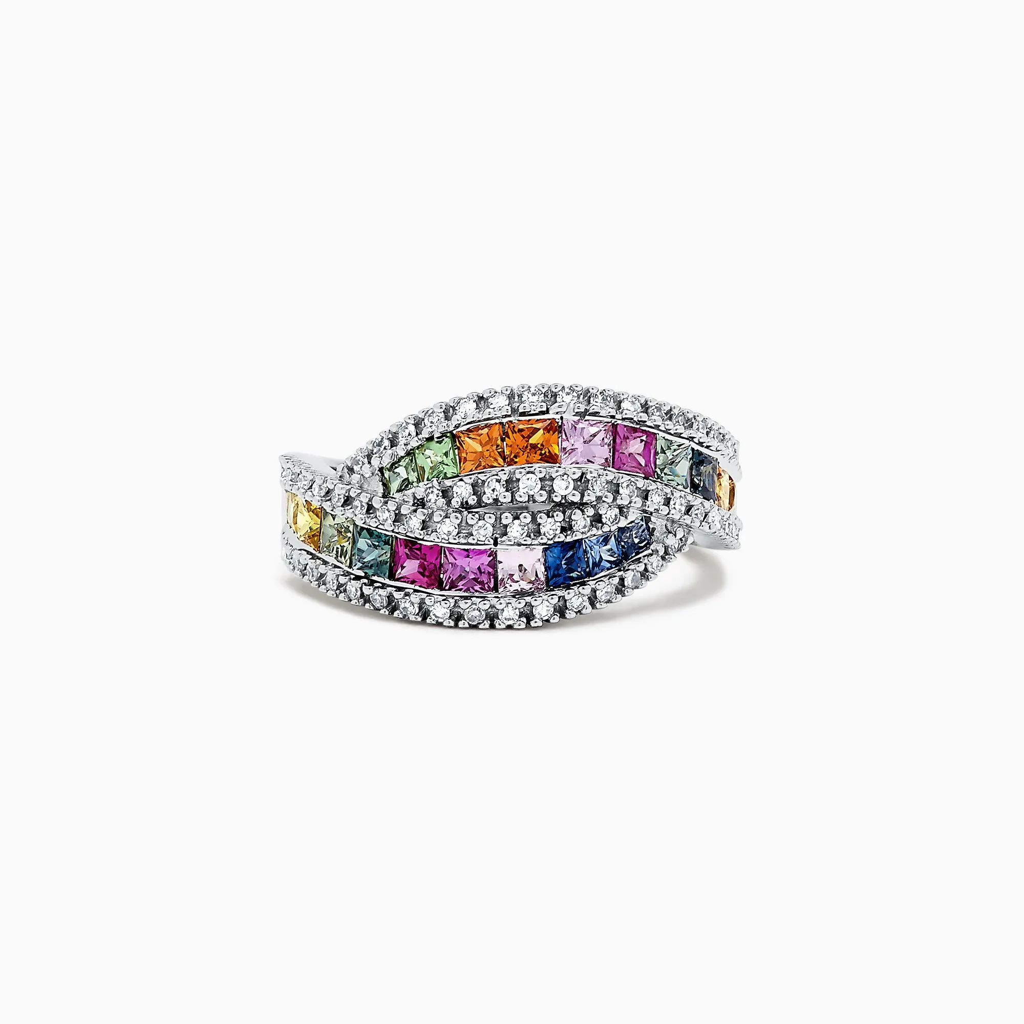 Watercolors 14K White Gold Multi Sapphire and Diamond Ring, 1.95 TCW sold by Effy