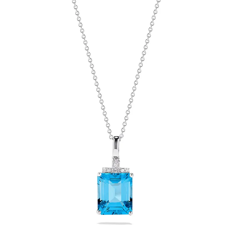 14K White Gold Topaz and Diamond Pendant, 8.48 TCW sold by Effy