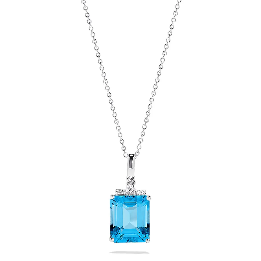 14K White Gold Topaz and Diamond Pendant, 8.48 TCW sold by Effy