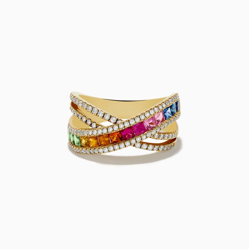 Watercolors 14K Yellow Gold Multi Sapphire and Diamond Ring, 2.05 TCW sold by Effy