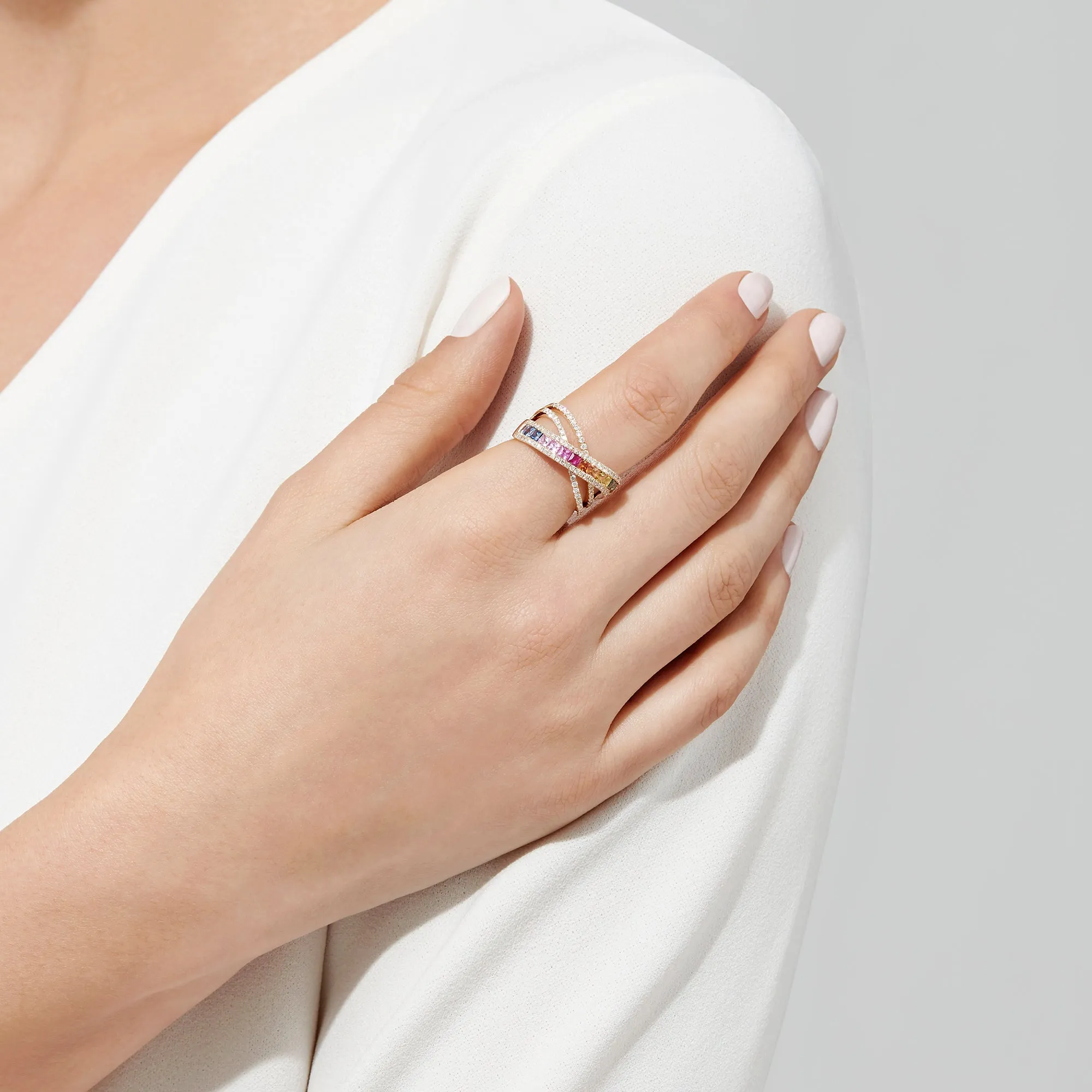 Watercolors 14K Yellow Gold Multi Sapphire and Diamond Ring, 2.05 TCW sold by Effy product image thumbnail 2