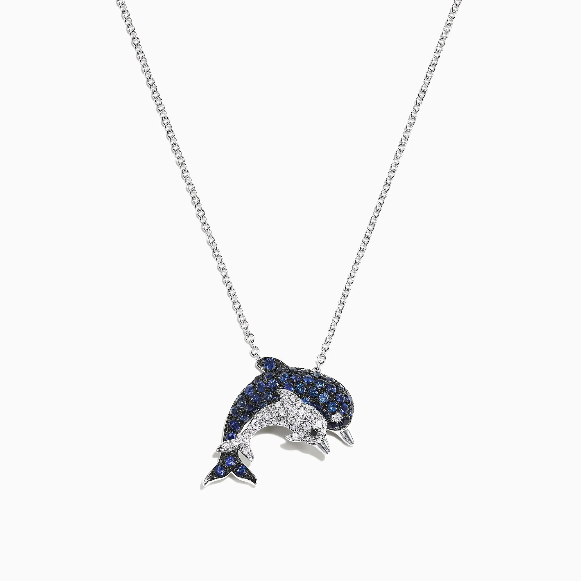 Seaside 14K White Gold Sapphire & Diamond Dolphins Pendant, 0.71 TCW sold by Effy