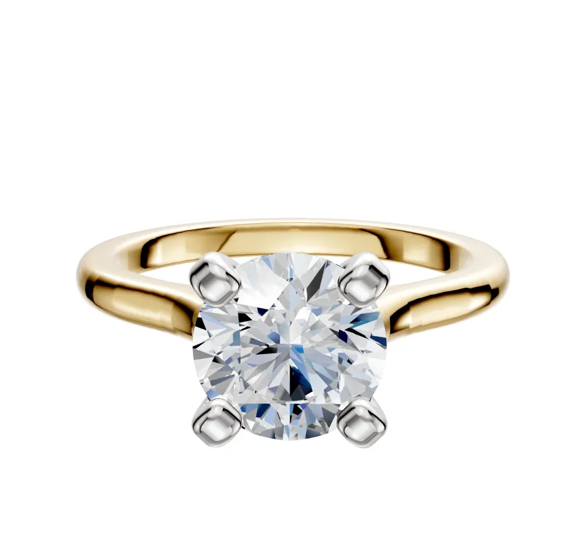 14K Two Tone 4 Prong Cathedral Dome 2.0mm Engagement Ring sold by Effy
