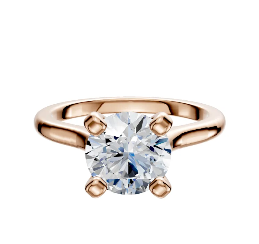 18K Rose Gold 4 Prong Cathedral Dome 2.0mm Engagement Ring made by Effy