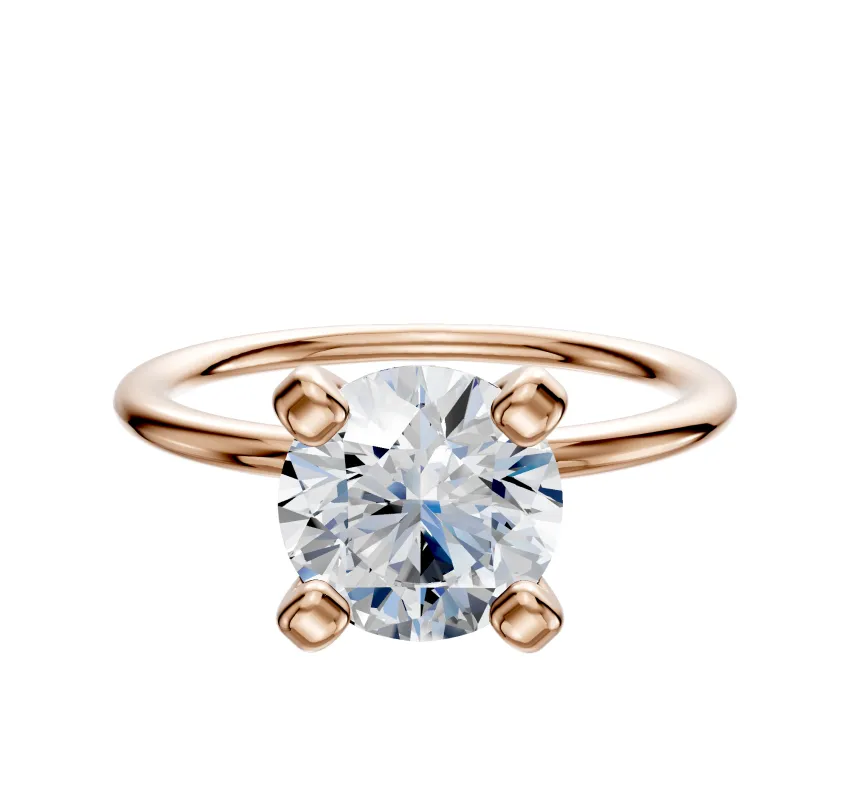 14K Rose Gold 4 Prong Classic Dome 1.5mm Engagement Ring made by Effy