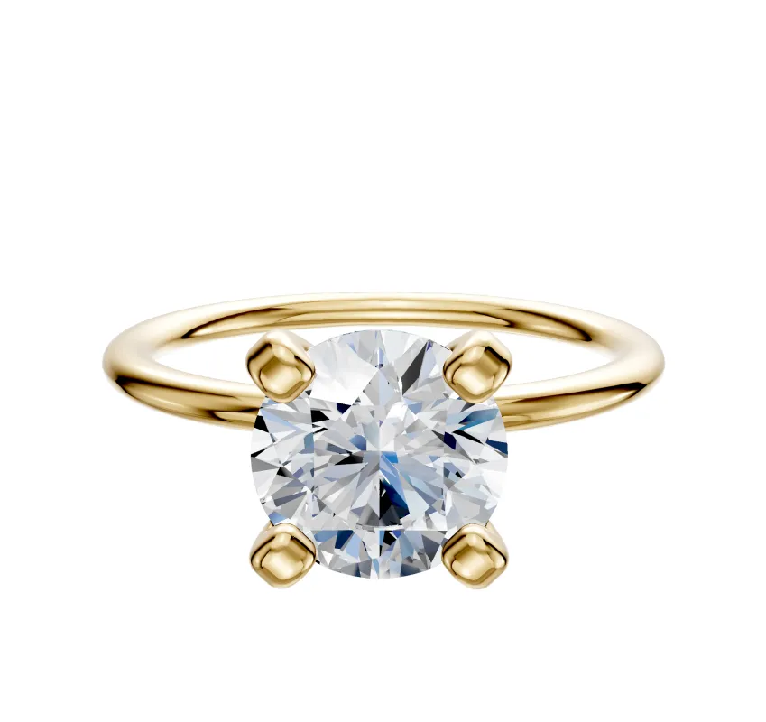 18K Yellow Gold 4 Prong Classic Dome 1.5mm Engagement Ring made by Effy