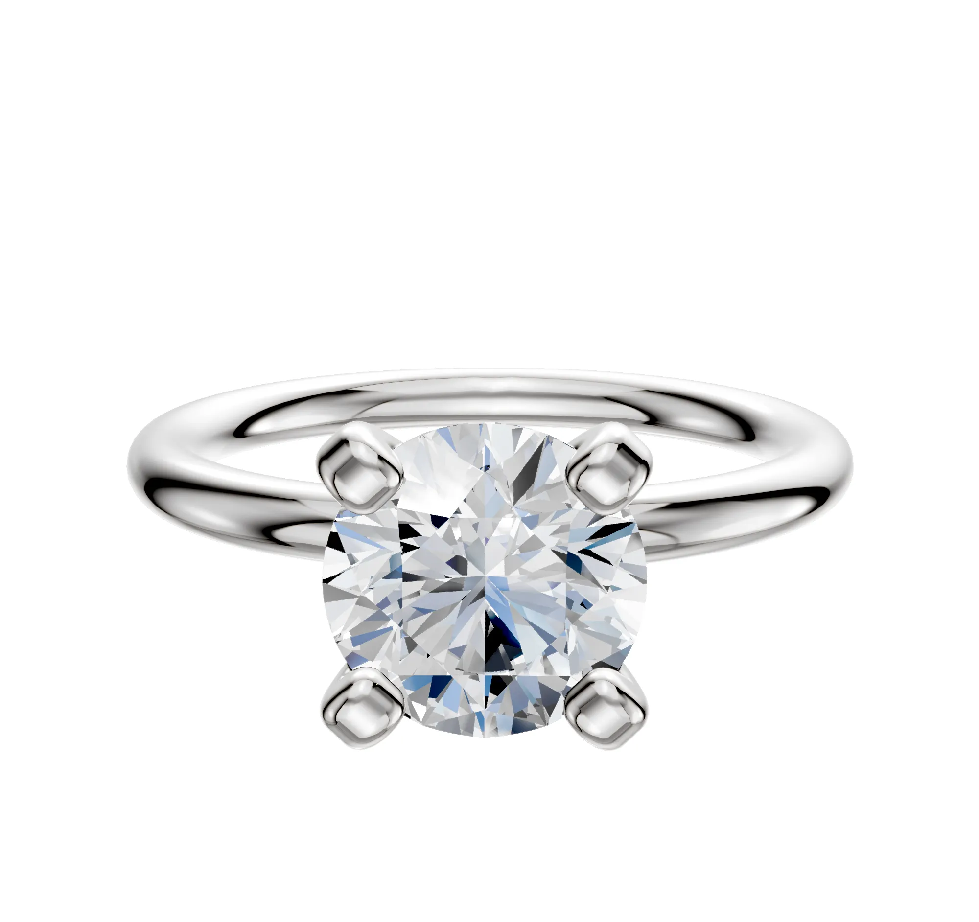18K White Gold 4 Prong Classic Dome 2.0mm Engagement Ring sold by Effy