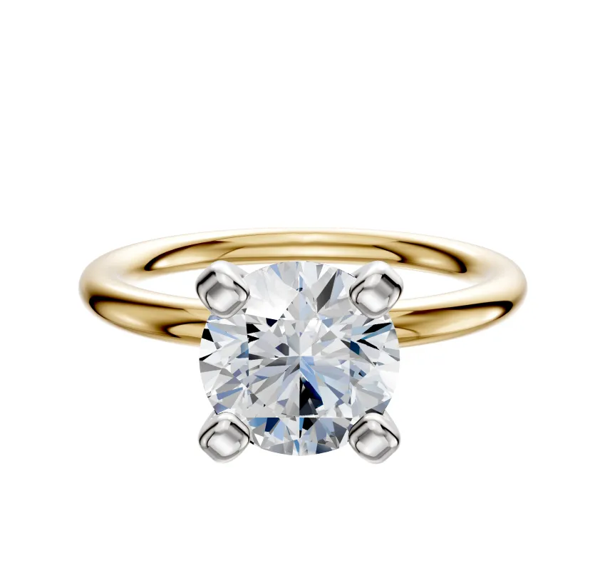 18K Two Tone 4 Prong Classic Dome 2.0mm Engagement Ring made by Effy