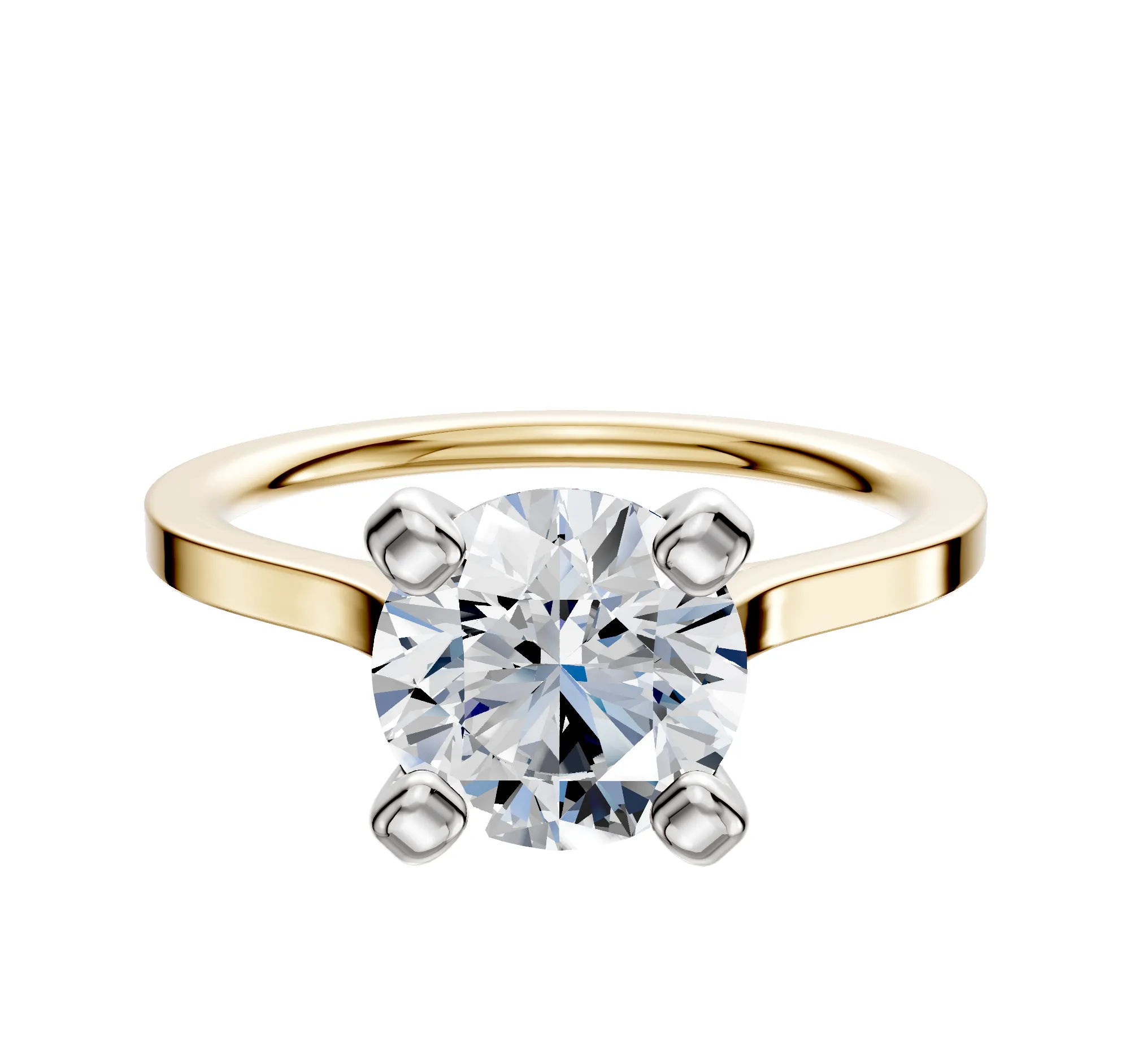 14K Two Tone 4 Prong Cathedral Flat 1.5mm Engagement Ring sold by Effy